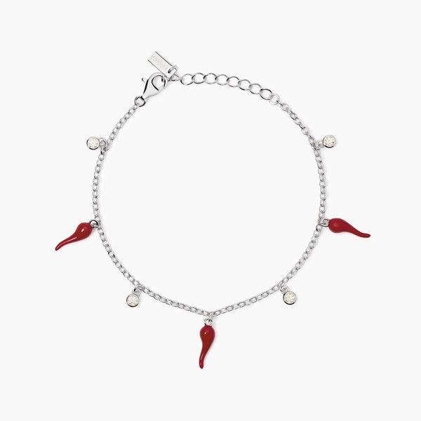 Bracciale in argento con ciondoli cornetto OVER THE LUCK
