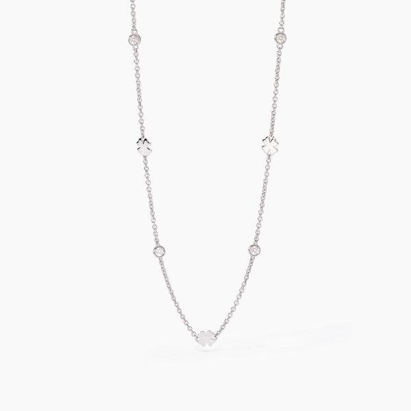 Girocollo con quadrifogli e zirconi SO LUCKY