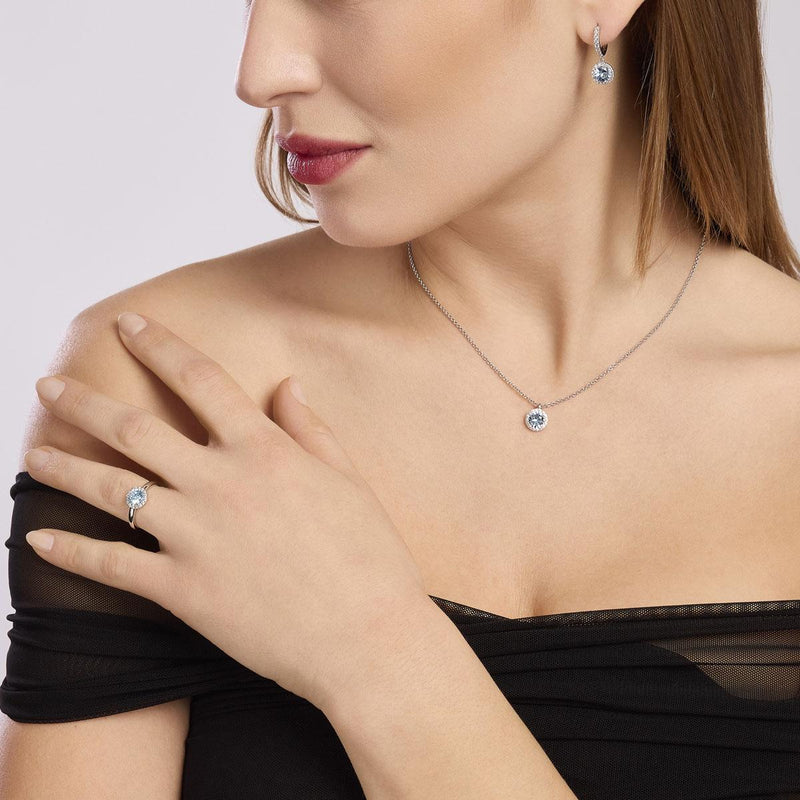 Orecchini con pendente acquamarina sintetica REVIVAL