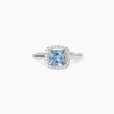 Anello in argento con acquamarina sintetica e zirconi taglio princess COOL OR RÉTRO?
