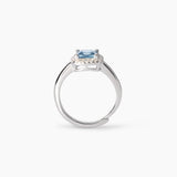 Anello in argento con acquamarina sintetica e zirconi taglio princess COOL OR RÉTRO?