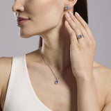 Anello in argento con acquamarina sintetica e zirconi taglio princess COOL OR RÉTRO?