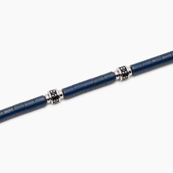 Bracciale uomo con elementi ceramica blu PIT STOP