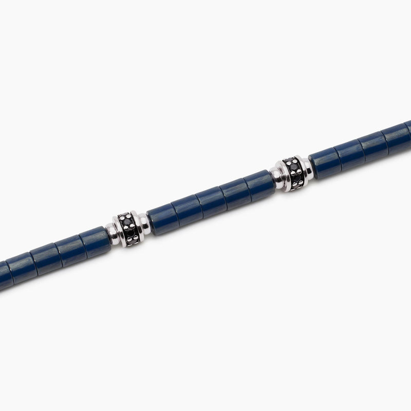 Bracciale uomo con elementi ceramica blu PIT STOP