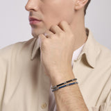 Bracciale uomo con elementi ceramica blu PIT STOP