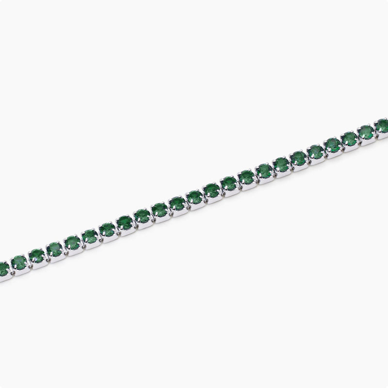 Bracciale tennis uomo con smeraldi sintetici Mini Tennis