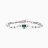 Bracciale tennis in argento con smeraldo sintetico ovale COOL OR RÉTRO?