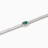 Bracciale tennis in argento con smeraldo sintetico ovale COOL OR RÉTRO?