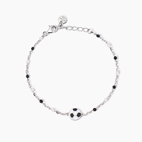 Bracciale con pallone e inserti bianchi e neri W Il Football