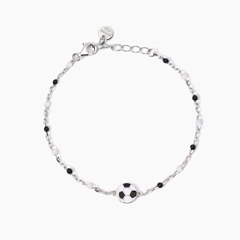 Bracciale con pallone e inserti bianchi e neri W Il Football