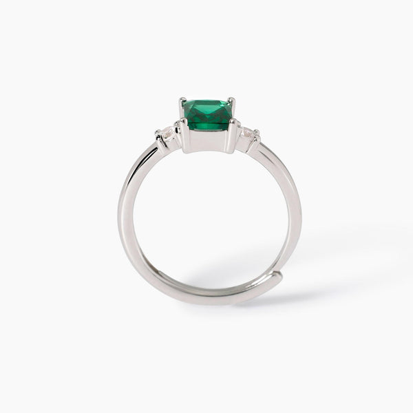 Anello in argento con smeraldo sintetico Battito