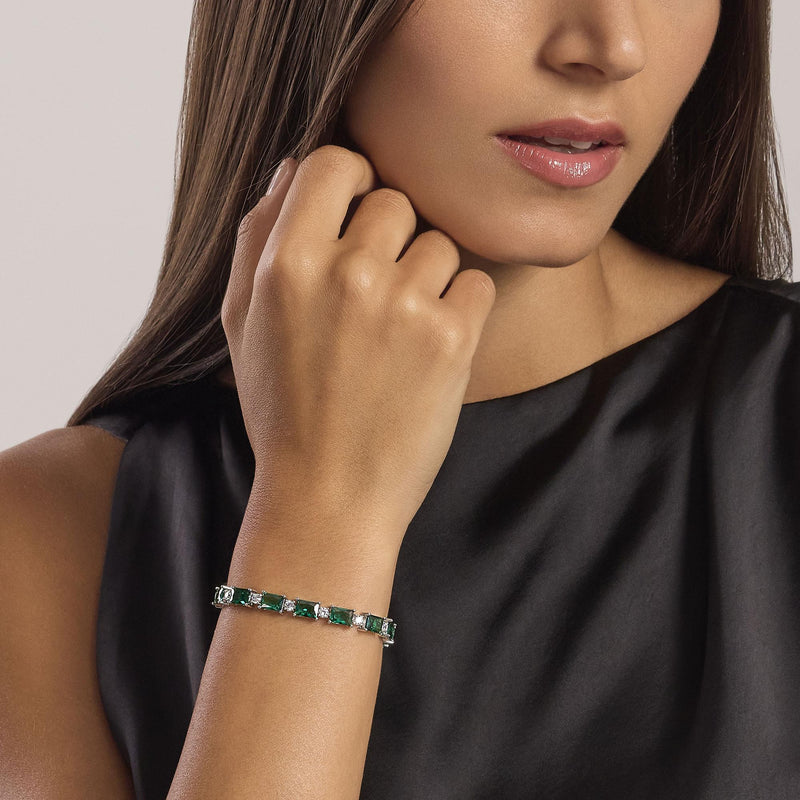 Bracciale in argento con smeraldi sintetici Battito