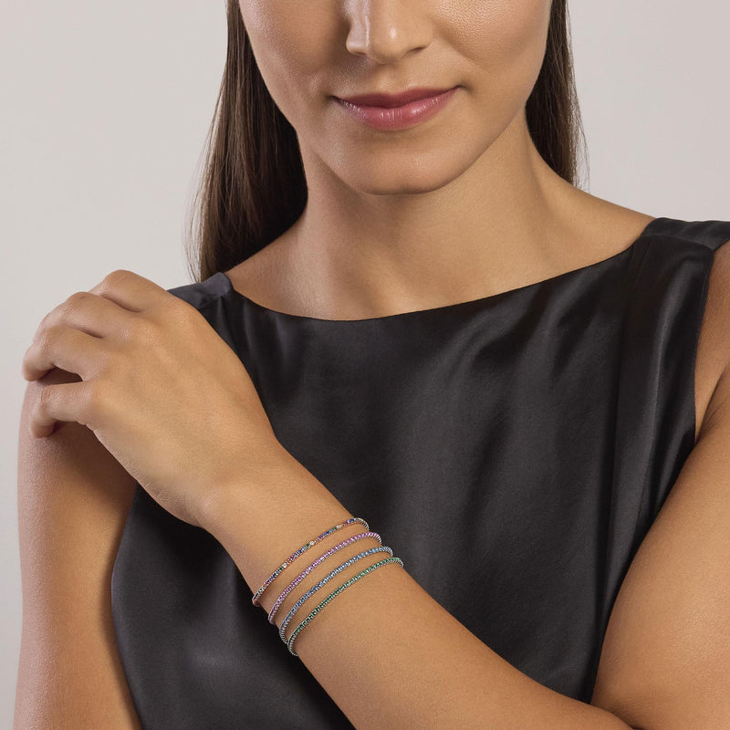 Bracciale tennis con smeraldi sintetici Mini Tennis