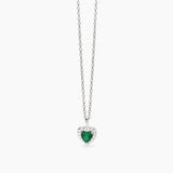 Girocollo da donna in argento con ciondolo a cuore e smeraldo sintetico LOVE AFFAIR