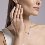 Girocollo in argento con cuore in acquamarina sintetica e zirconi LOVE AFFAIR