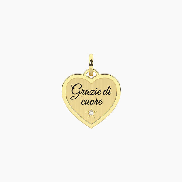 Ciondolo dorato grazie di cuore Cuore | Grazie
