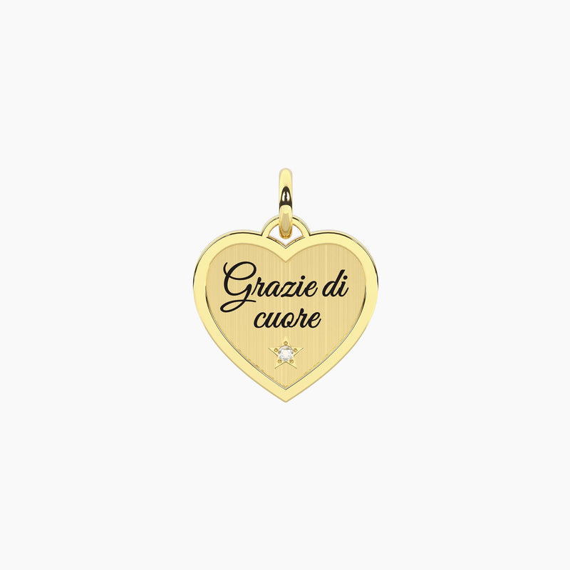 Ciondolo dorato grazie di cuore Cuore | Grazie