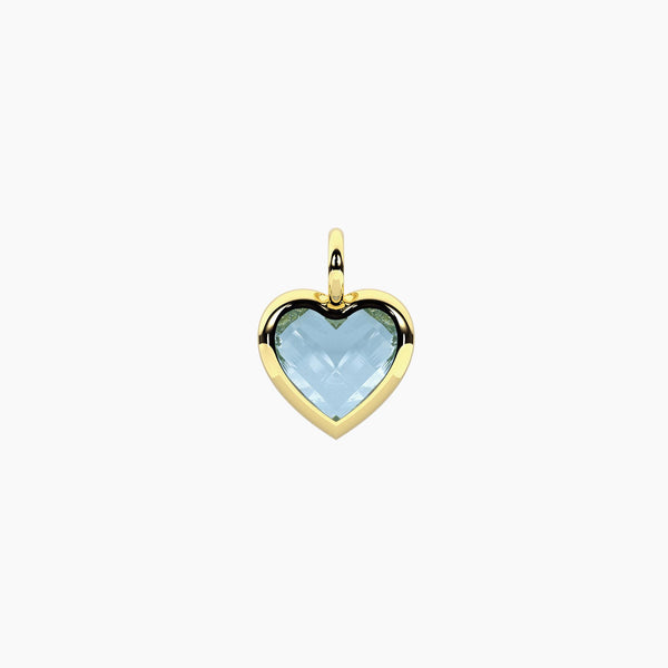Ciondolo cuore dorato in glass azzurro Energia | unicità
