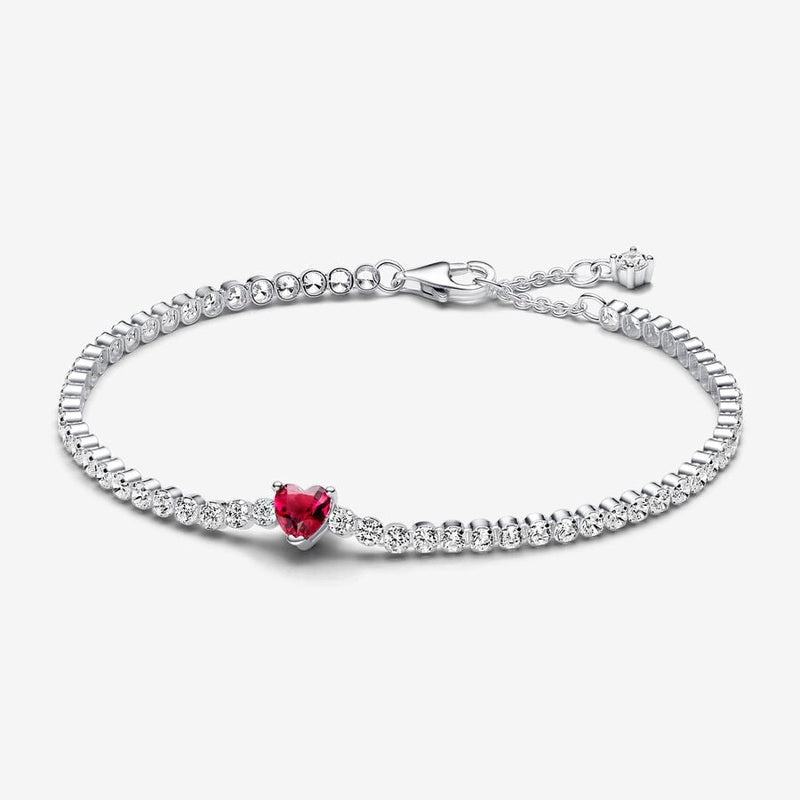 Bracciale Tennis con Cuore Rosso - Gioielleria Fondente