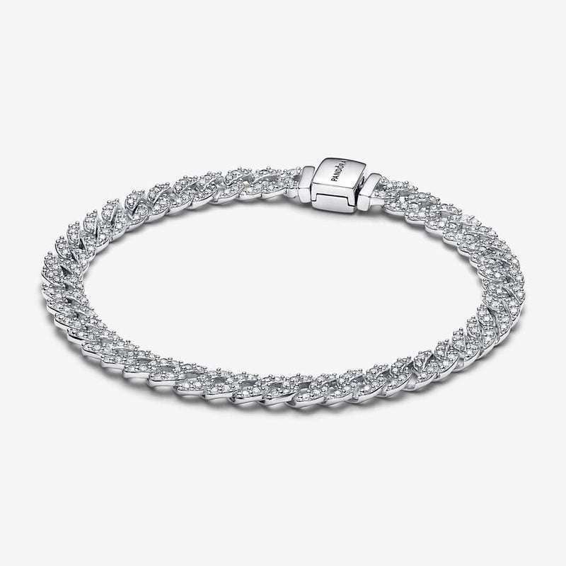 Bracciale Catena Maglia Cubana Pavè
