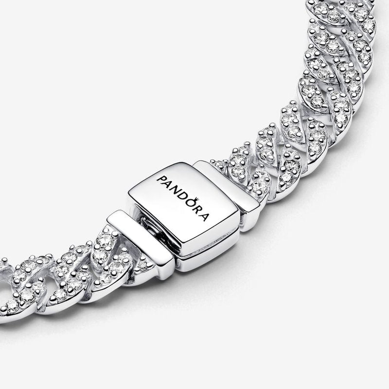 Bracciale Catena Maglia Cubana Pavè