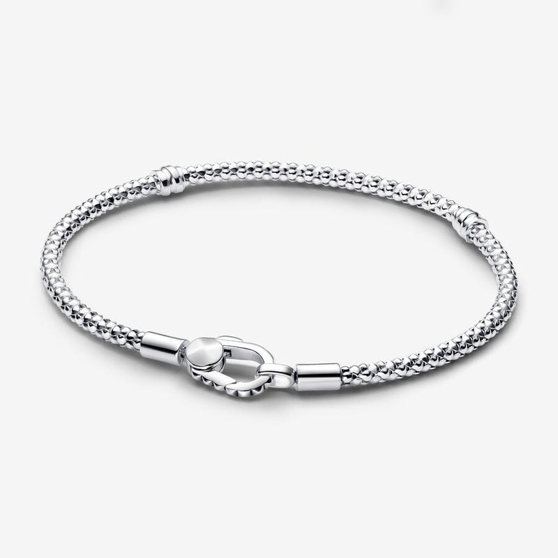Bracciale Maglia Geometrica con Chiusura a Moschettone