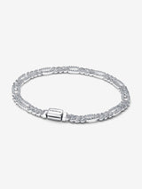 Bracciale Catena Maglia Cubana Pavè con Ovali Argento Sterling 925
