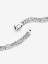 Bracciale Catena Maglia Cubana Pavè con Ovali Argento Sterling 925
