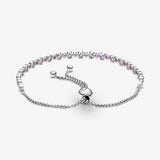 Bracciale Tennis Rosa con chiusura regolabile - Gioielleria Fondente