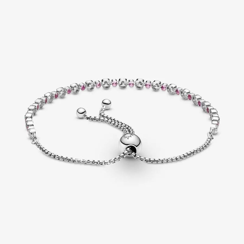 Bracciale Tennis Rosa con chiusura regolabile - Gioielleria Fondente