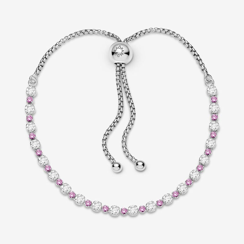 Bracciale Tennis Rosa con chiusura regolabile - Gioielleria Fondente