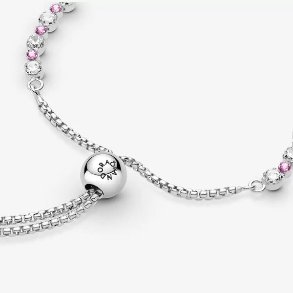 Bracciale Tennis Rosa con chiusura regolabile - Gioielleria Fondente