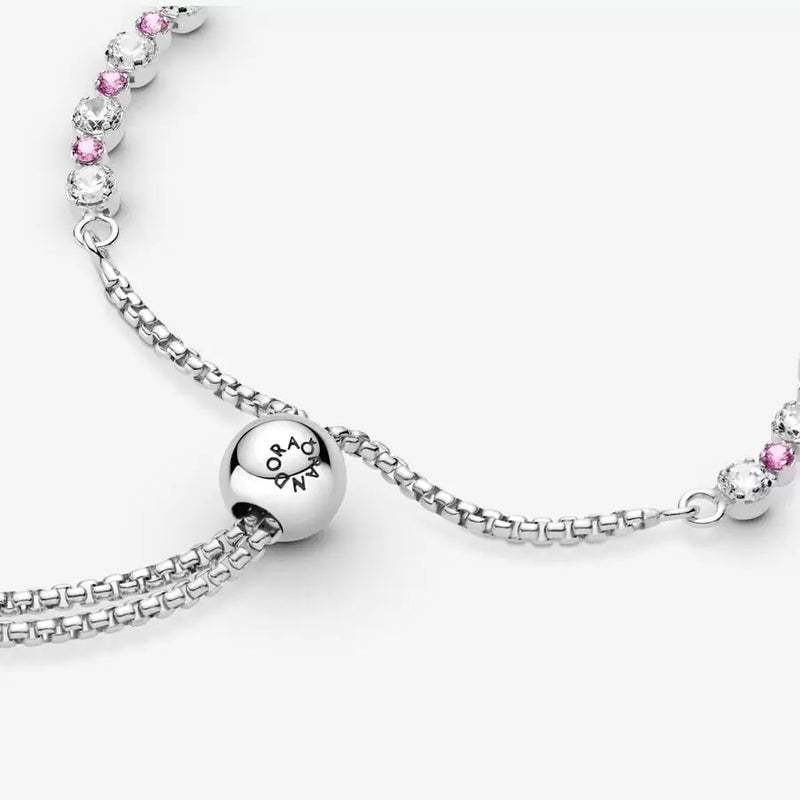Bracciale Tennis Rosa con chiusura regolabile - Gioielleria Fondente