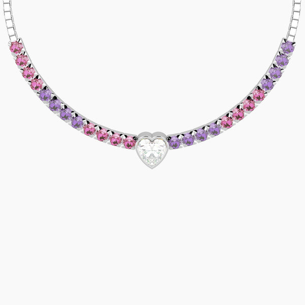 Bracciale tennis regolabile rosa e viola con cuore Cuore | ti voglio bene