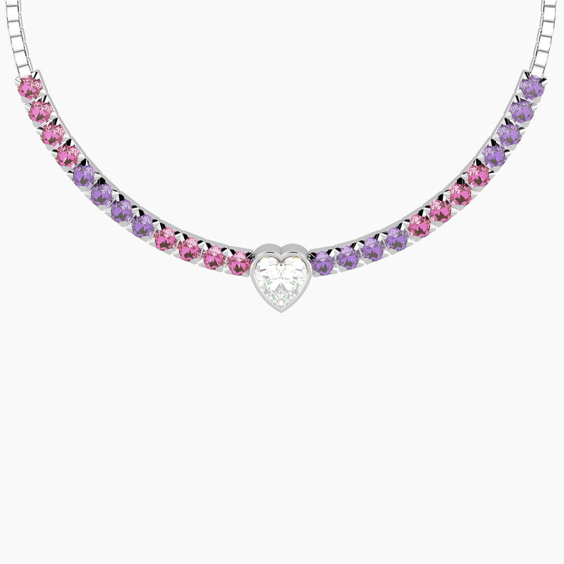 Bracciale tennis regolabile rosa e viola con cuore Cuore | ti voglio bene