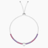 Bracciale tennis regolabile rosa e viola con cuore Cuore | ti voglio bene