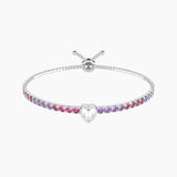 Bracciale tennis regolabile rosa e viola con cuore Cuore | ti voglio bene