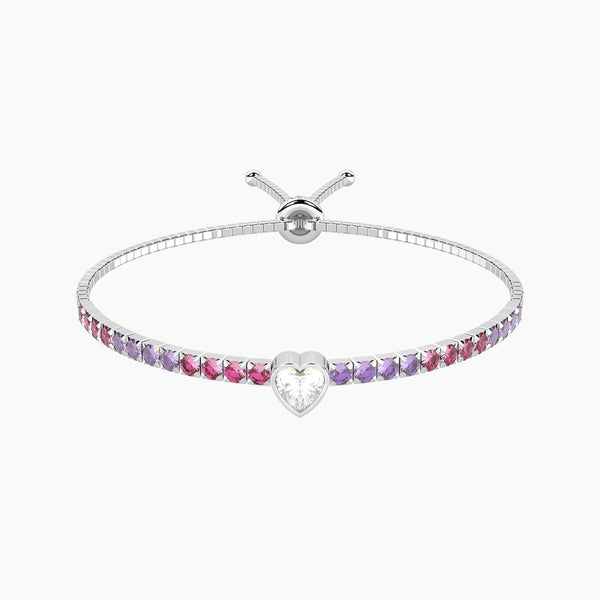 Bracciale tennis regolabile rosa e viola con cuore Cuore | ti voglio bene