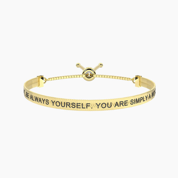 Bracciale dorato elastico con frase Simply a wonder woman