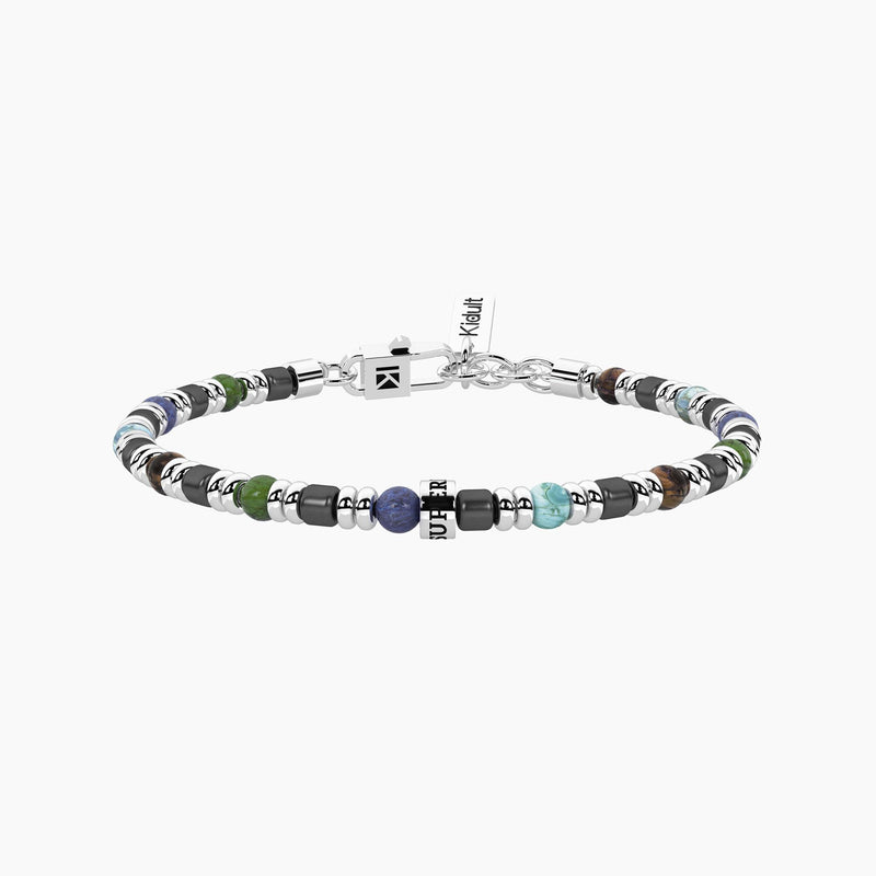 Bracciale per papà con pietre multicolor Super papà