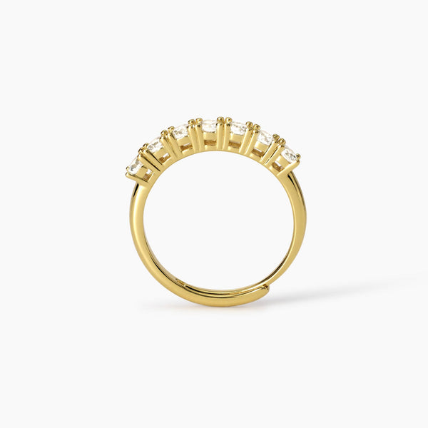 Anello veretta dorato con zirconi Seventies