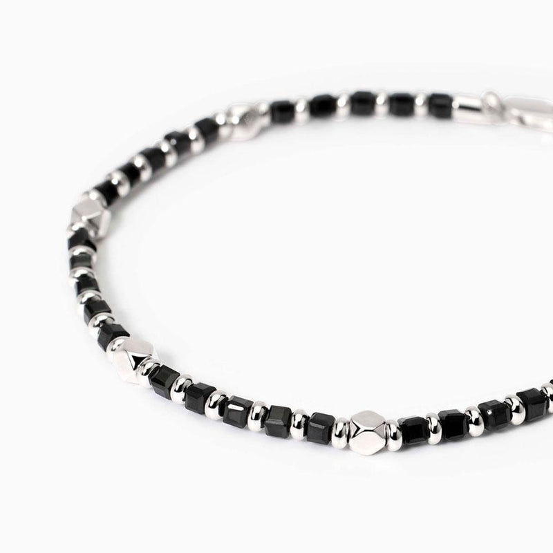 Bracciale da uomo in argento e agata nera California