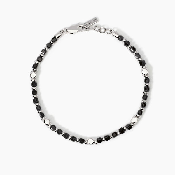Bracciale da uomo in argento e agata nera California