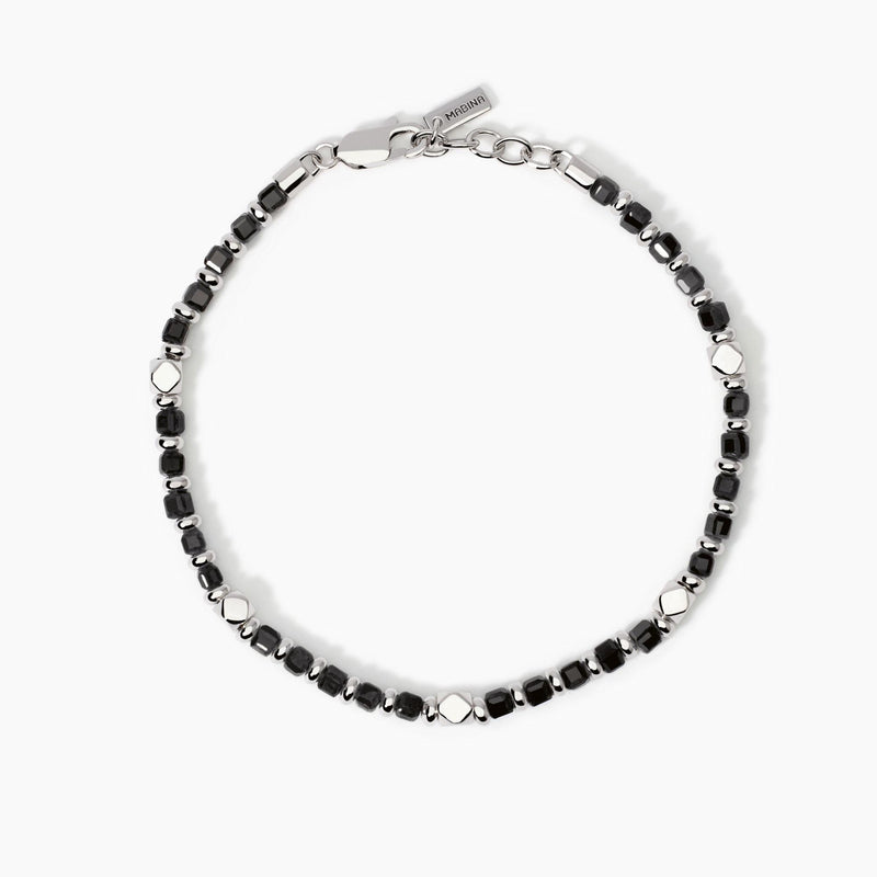 Bracciale da uomo in argento e agata nera California