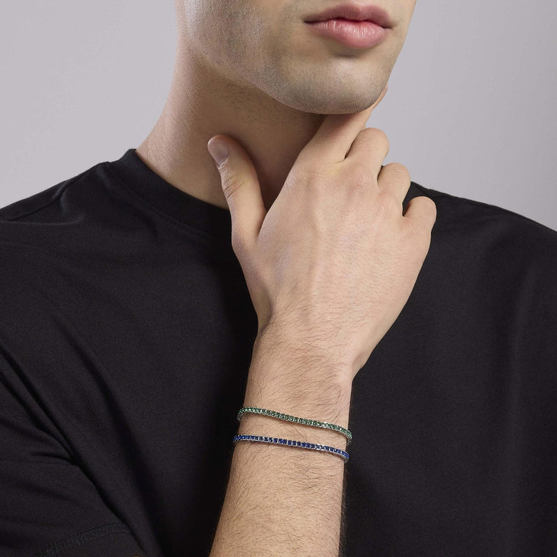 Bracciale tennis uomo con smeraldi sintetici Tennis Club