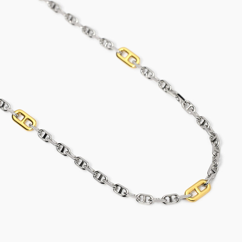 Collana uomo con elementi placcati oro Skipper