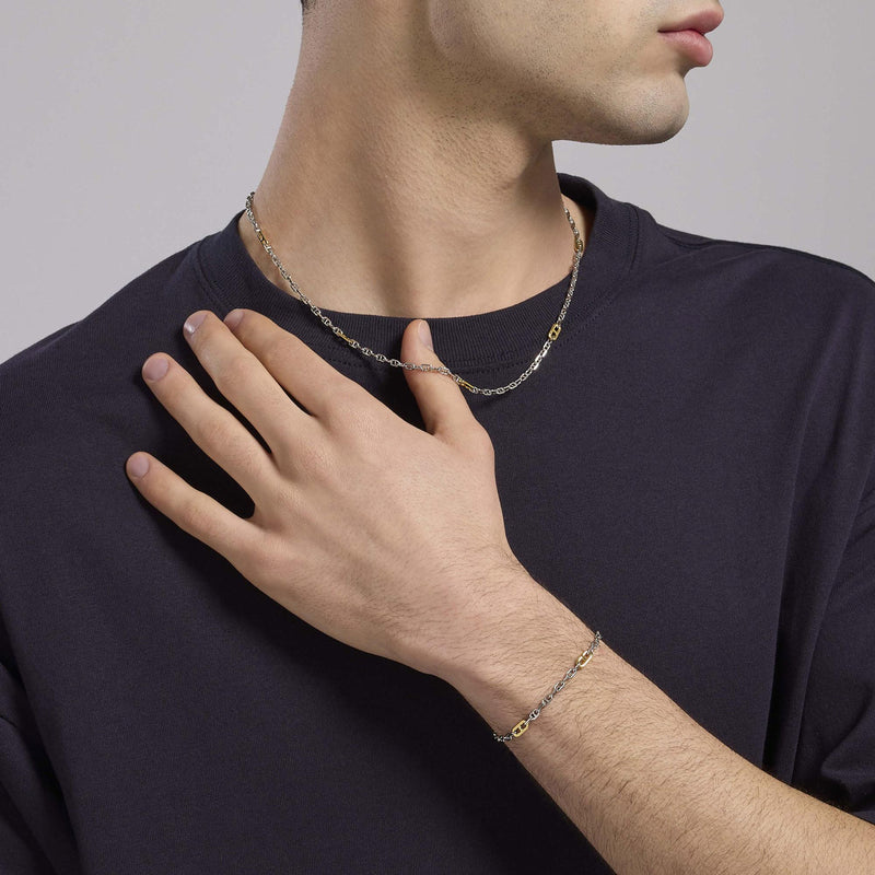 Collana uomo con elementi placcati oro Skipper