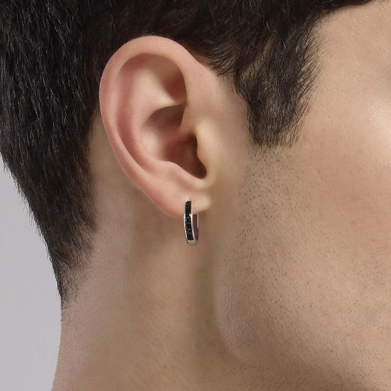 Orecchino a cerchio da uomo con zirconi neri Monomania