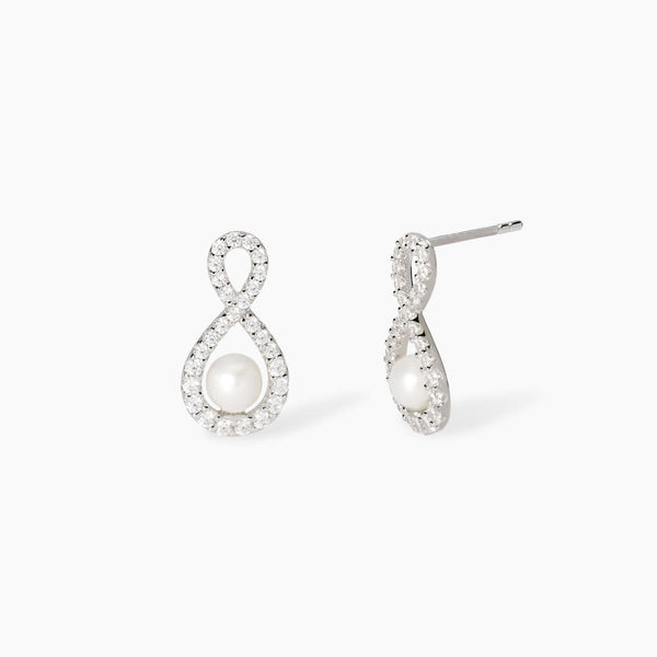 Orecchini con infinito in zirconi e perle coltivate Endless