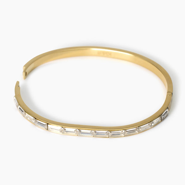 Bracciale rigido in acciaio dorato e zirconi Style 21